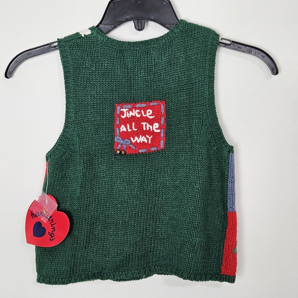 Hartstrings Knit Sweater Vest Kid Sz 5‎ Christmas Holiday Bells Vintage NEW - Picture 2 of 10